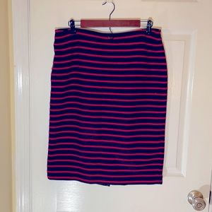 Navy and red striped pencil skirt from ANN TAYLOR